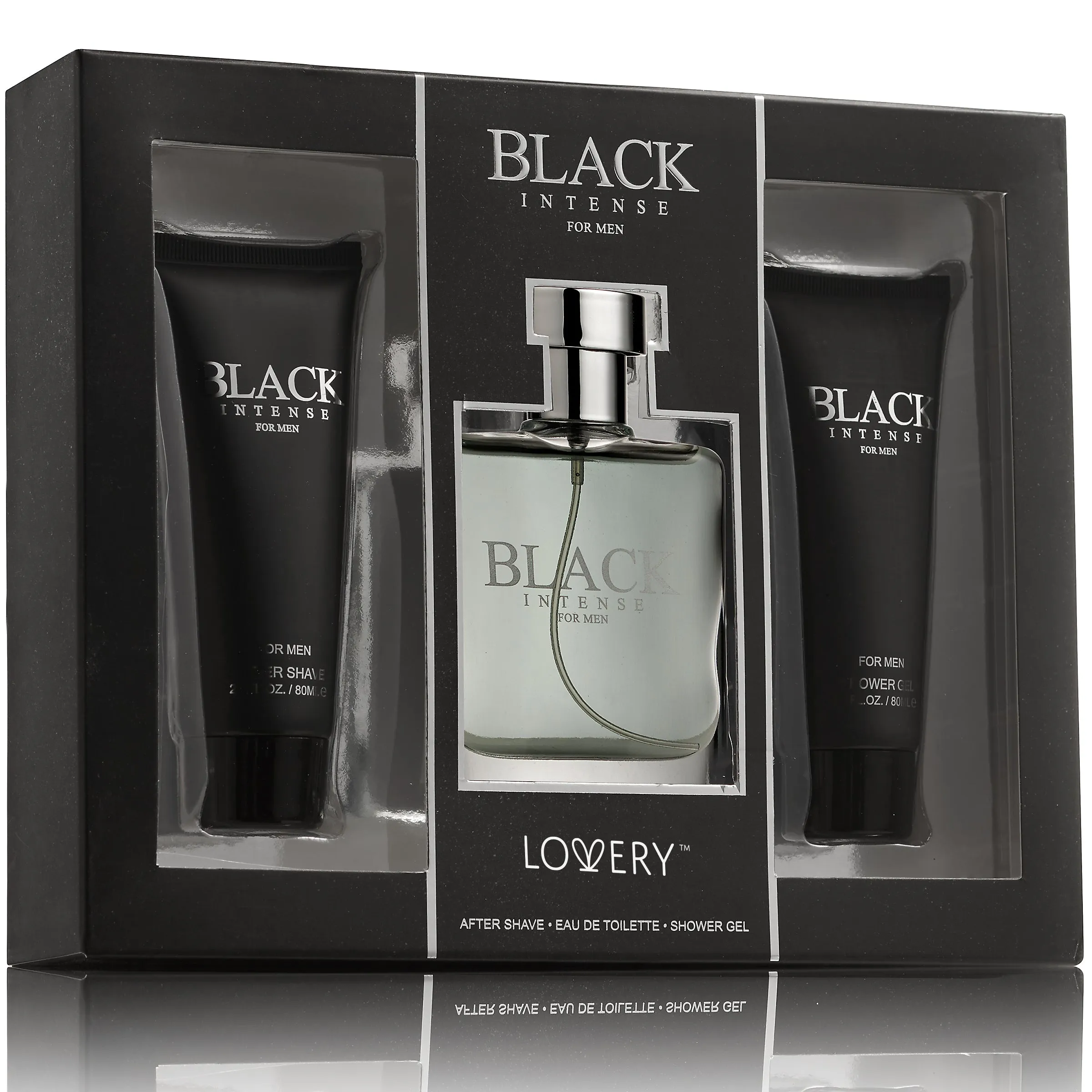 Black Intense Mens Bath and Body Home Spa Gift - 3pc Beauty Set
