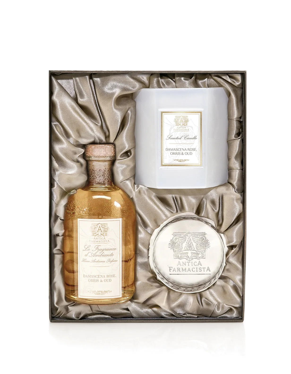 Nickel Home Ambiance Gift Set: Damascena Rose, Orris & Oud Antica Farmacista